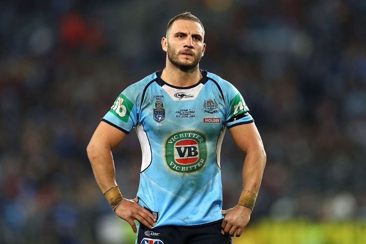 ROBBIE FARAH of the Blues looks on during the State Of Origin series between the New South Wales Blues and the Queensland Maroons at ANZ Stadium in Sydney, Australia.