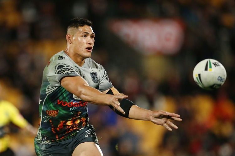 ROGER TUIVASA-SHECK of the Warriors in action during the NRL match between the New Zealand Warriors and the Sydney Roosters at Mt Smart Stadium in Auckland, New Zealand.