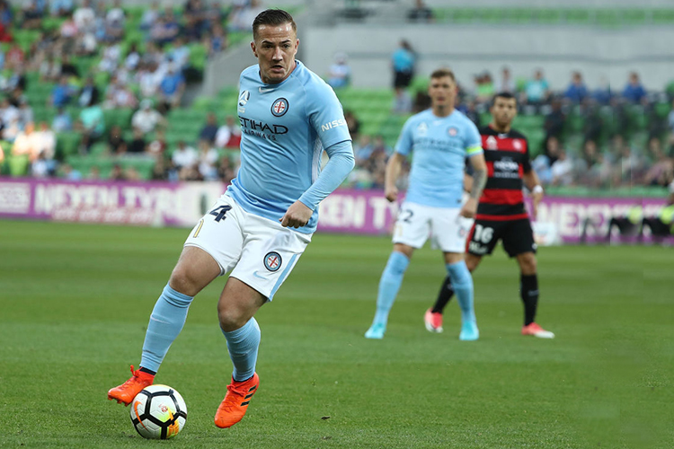 ROSS McCORMACK of the City controls the ball during an A-League match at AAMI Park in Melbourne, Australia.