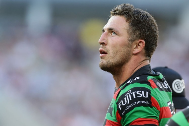 SAM BURGESS of the Rabbitohs looks to the replay screen during the round one NRL match between the South Sydney Rabbitohs and the New Zealand Warriors at Optus Stadium in Perth, Australia.