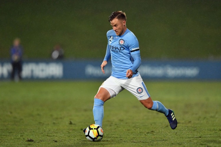 SCOTT JAMIESON of Melbourne City makes a break during the A-League match between the Wellington Phoenix and Melbourne City FC at QBE Stadium in Auckland, New Zealand.