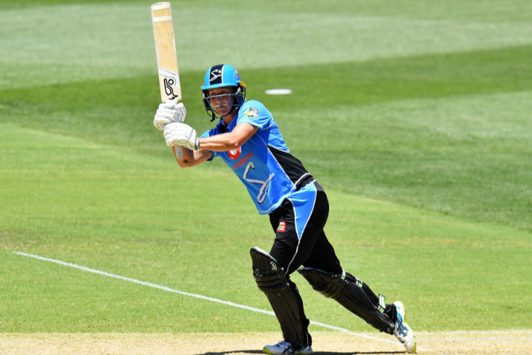 SOPHIE DEVINE of the Adelaide Striker bats during the Adelaide Strikers v Melbourne Stars Women's Big Bash League Match at Adelaide Oval in Adelaide, Australia.