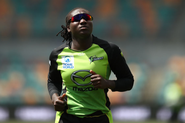 STAFANIE TAYLOR of the Thunder looks on during the Women's Big Bash League match between the Sydney Thunder and the Adelaide Strikers at Blundstone Arena in Hobart, Australia.