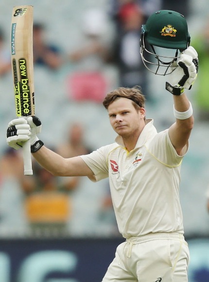 STEVE SMITH of Australia celebrates making his century during the Fourth Test Match in the 2017/18 Ashes series at MCG in Australia.