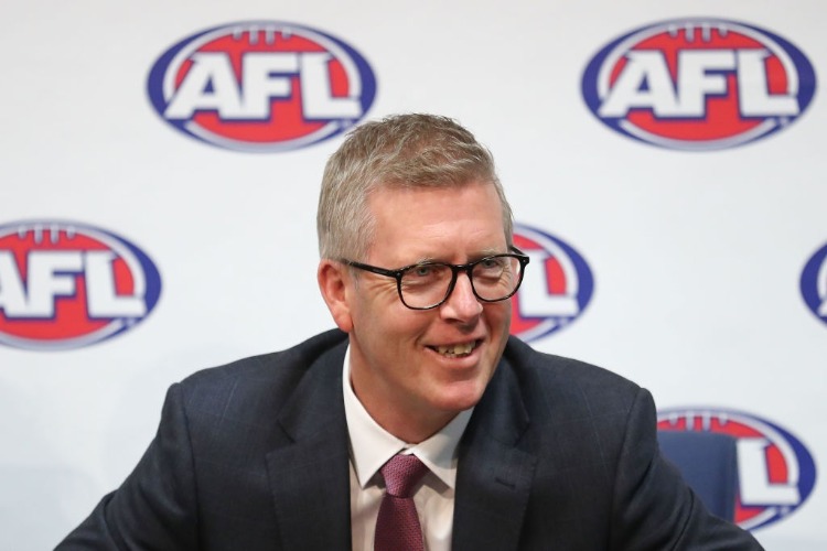 AFL General Manager Football Operations STEVEN HOCKING addresses the media at AFL House in Melbourne, Australia.