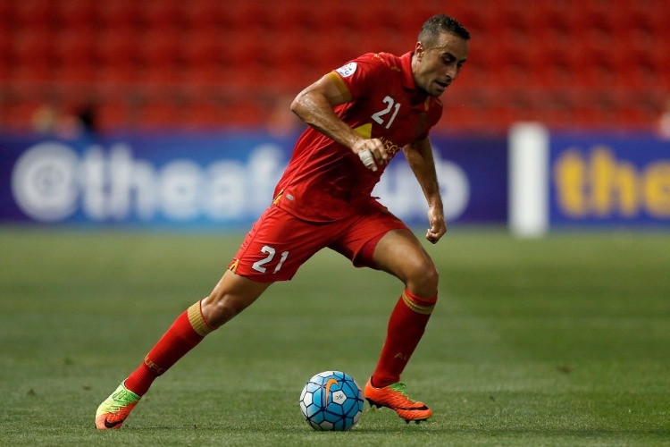 TAREK ELRICH of Adelaide United in action during the AFC Asian Champions League match between Adelaide United and Jeju United FC at Coopers Stadium in Adelaide, Australia.