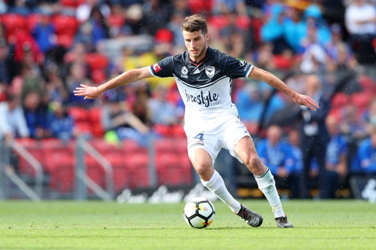 TERRY ANTONIS of the Victory in action during the A-League match between the Newcastle Jets and the Melbourne Victory at McDonald Jones Stadium in Newcastle, Australia. TERRY ANTONIS of the Victory in action during the A-League match between the Newcastle Jets and the Melbourne Victory at McDonald Jones Stadium in Newcastle, Australia.