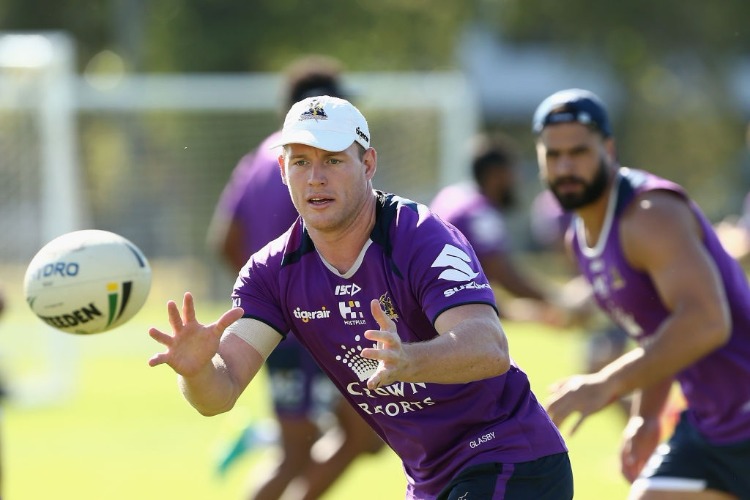TIM GLASBY receives the ball during the Melbourne Storm NRL training session at Gosch's Paddock in Melbourne, Australia. TIM GLASBY receives the ball during the Melbourne Storm NRL training session at Gosch's Paddock in Melbourne, Australia.