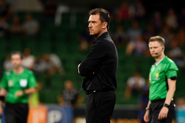 TONY POPOVIC, coach of the Wanderers, looks on during the A-League match between the Perth Glory and Western Sydney Wanderers at nib Stadium in Perth, Australia.
