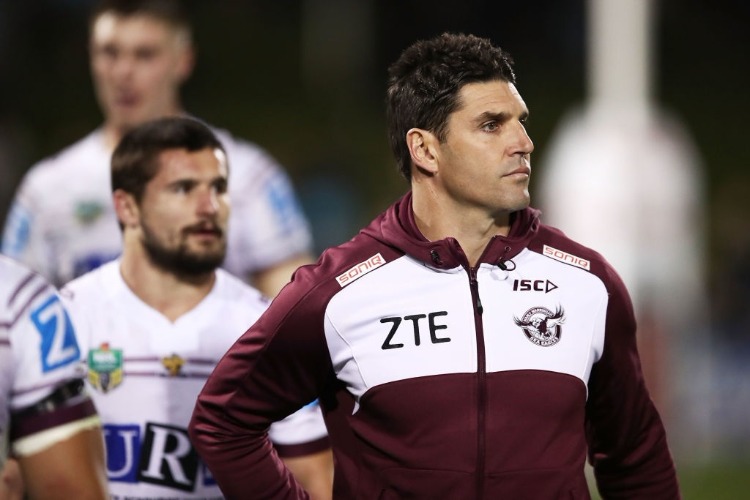 Sea Eagles coach, TRENT BARRETT looks on during the NRL match between the Penrith Panthers and the Manly Sea Eagles at Pepper Stadium in Sydney, Australia.