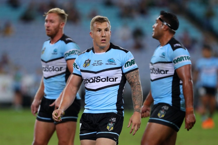 Cronulla Sharks players in action.