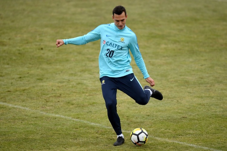 TRENT SAINSBURY of Australia in action during an Australian Socceroos training at Arasen Stadion in Oslo, Norway.