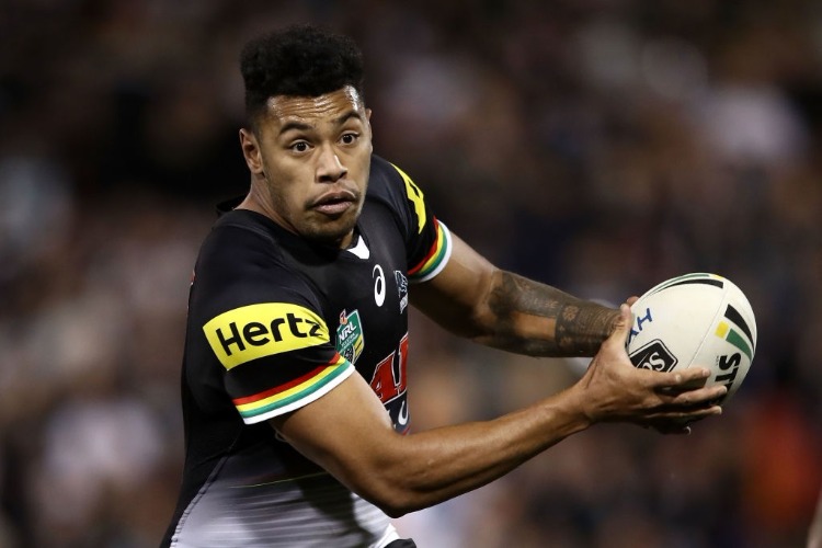 WAQA BLAKE of the Panthers runs the ball during the NRL match between the Penrith Panthers and the Wests Tigers at Pepper Stadium in Sydney, Australia.