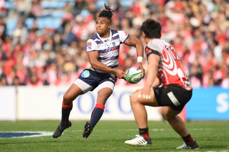 WILL GENIA of Rebels passes the ball during the Super Rugby match between Sunwolves and Rebels at the Prince Chichibu Memorial Ground in Tokyo, Japan.