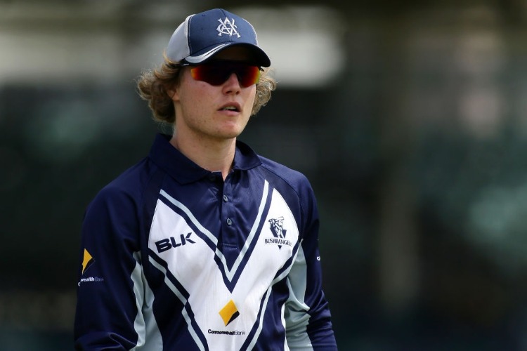 WILL PUCOVSKI of the Bushrangers looks on during the JLT One Day Cup match between Victoria and Western Australia at WACA in Perth, Australia.