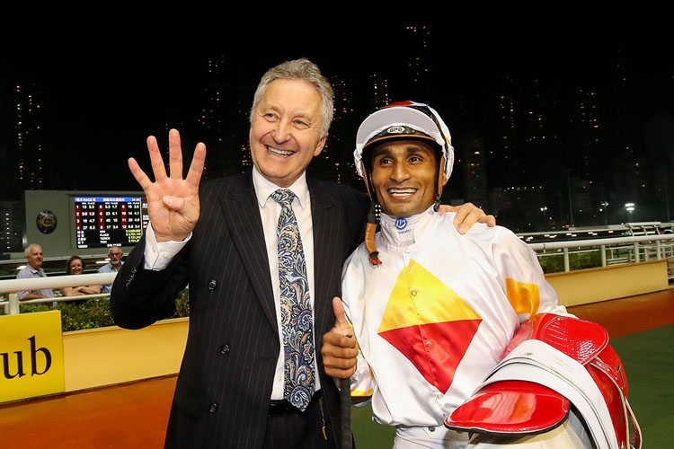 Trainer David Ferraris notches his 400th Hong Kong win with Ultimate Dream in Race 3. Trainer David Ferraris notches his 400th Hong Kong win with Ultimate Dream in Race 3.