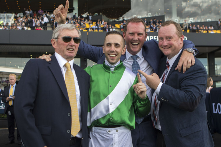 Estijaab winning the Longines Golden Slipper Trainers: MICHAEL & WAYNE & JOHN HAWKES Estijaab winning the Longines Golden Slipper Trainers: MICHAEL & WAYNE & JOHN HAWKES