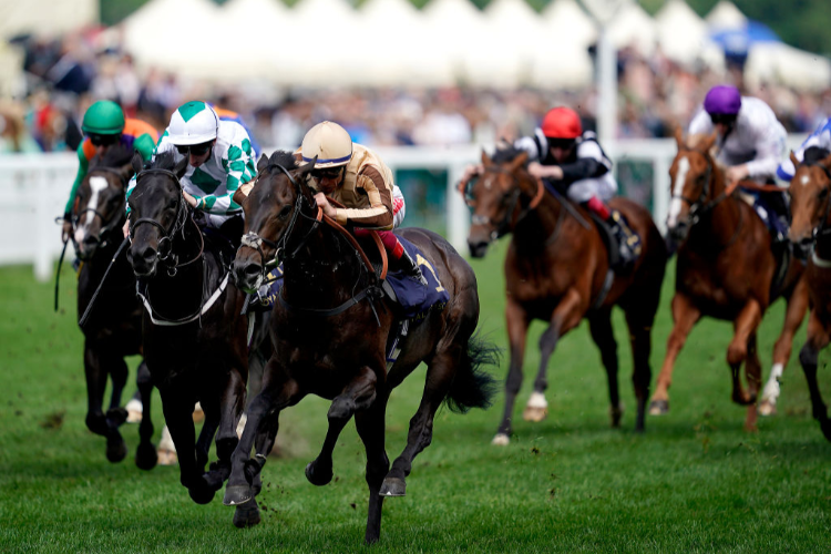 A'ALI winning the Norfolk Stakes at Ascot in England.