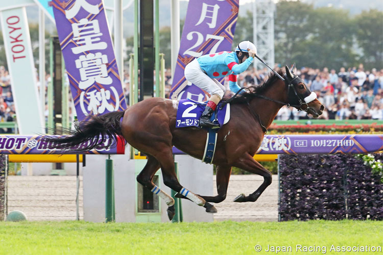 ALMOND EYE winning the Tenno Sho (Autumn) in Tokyo, Japan.