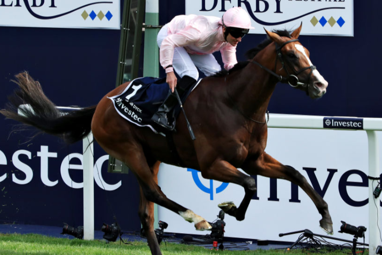 ANTHONY VAN DYCK winning the Investec Derby Stakes at Epsom in England.