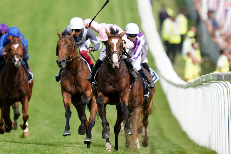 ANTHONY VAN DYCK winning the Investec Derby Stakes (Group 1) in Epsom, England.
