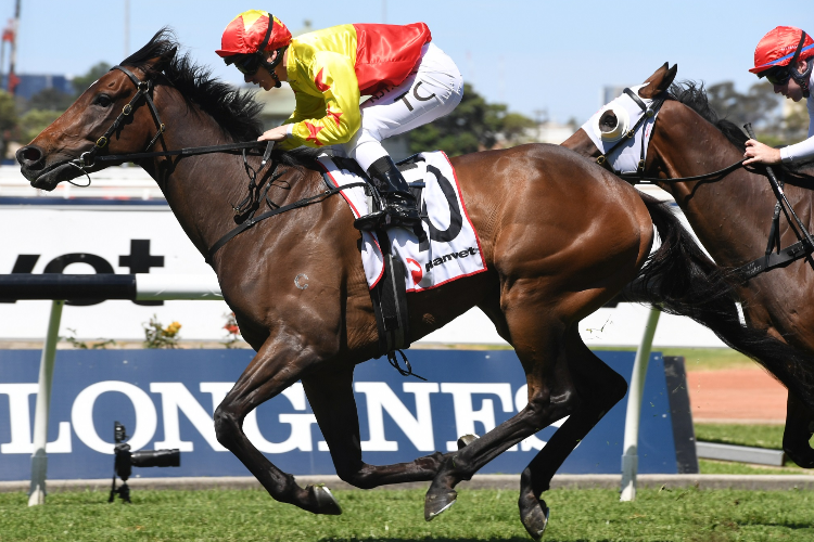 CALIFORNIA LONGBOW winning the Ranvet Handicap