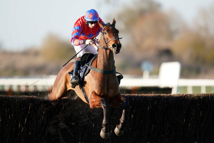 CLONDAW CASTLE winning the MansionBet Chase in Huntingdon, England.