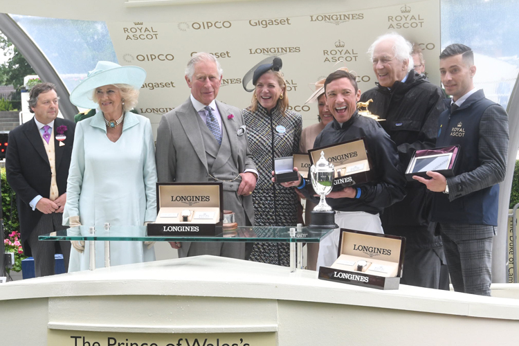 Trophy Presentation after Crystal Ocean's win in the 2019 G1 Prince of Wales's Stakes By HRH The Prince Of Wales
