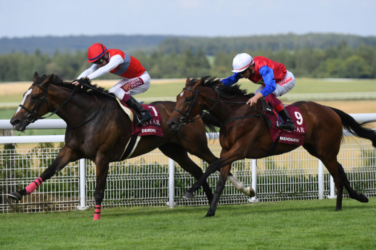 DEIRDRE winning the Qatar Nassau Stakes at Goodwood in Chichester, England.