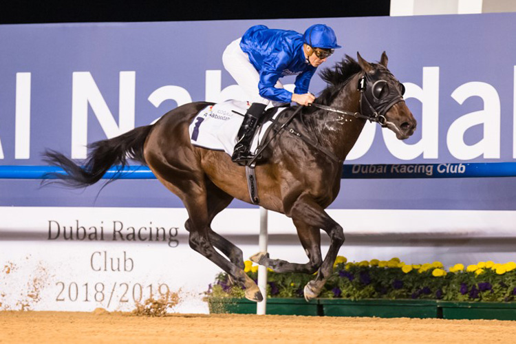 Estihdaaf winning the UAE 2000 Guineas Sponsored By Al Naboodah Ashok Leyland Partnership Estihdaaf winning the UAE 2000 Guineas Sponsored By Al Naboodah Ashok Leyland Partnership