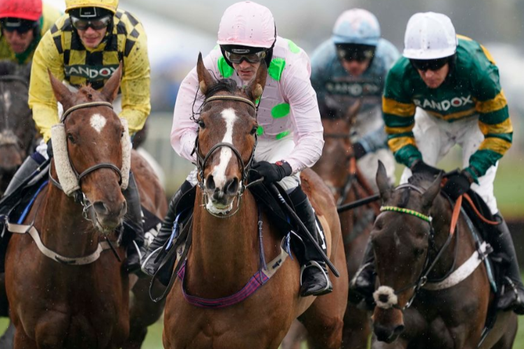 FAUGHEEN running in the Betway Aintree Hurdle on Grand National Thursday at Aintree in Liverpool, England.