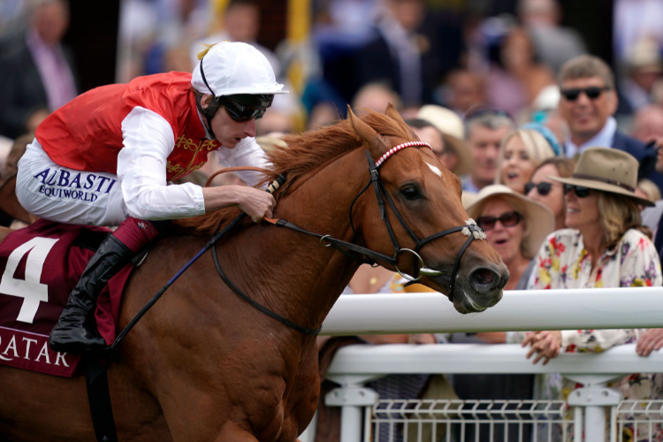 GOLDEN HORDE winning the Qatar Richmond Stakes at Goodwood in Chichester, England.