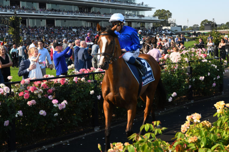 HARTNELL before finishing runner up in the All Star Mile during Melbourne Racing at Flemington in Melbourne, Australia.