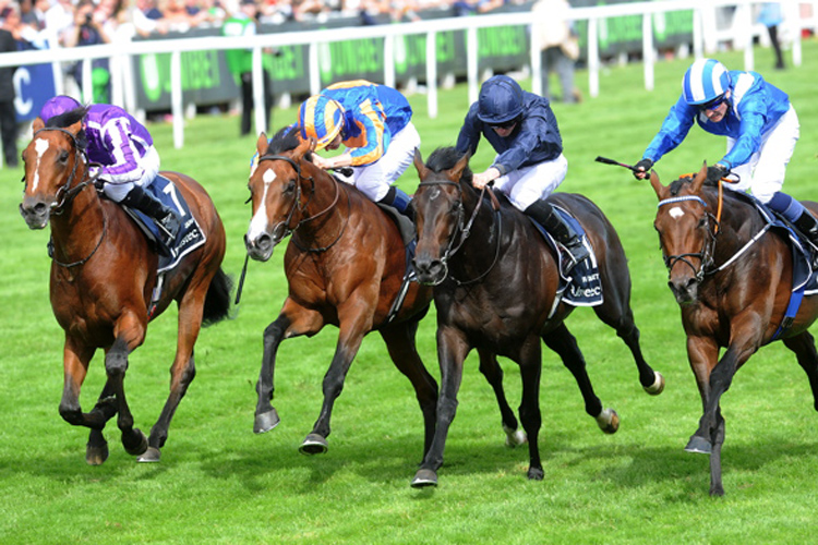 Japan(Far left) running in the Investec Derby Stakes (Group 1)