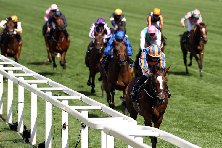 MAGIC WAND winning the Ribblesdale Stakes on day 3 of Royal Ascot in Ascot, England.