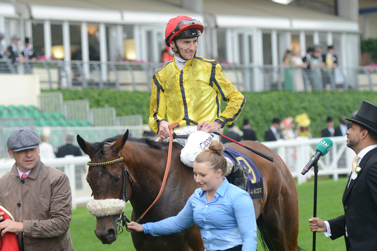 Danny Tudhope atop Move Swiftly after winning the Duke Of Cambridge Stakes