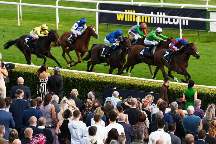 POWERFUL BREEZE winning the William Hill May Hill Stakes (Fillies' Group 2) (Str) during ladies day of the St Leger Festival in Doncaster, England.