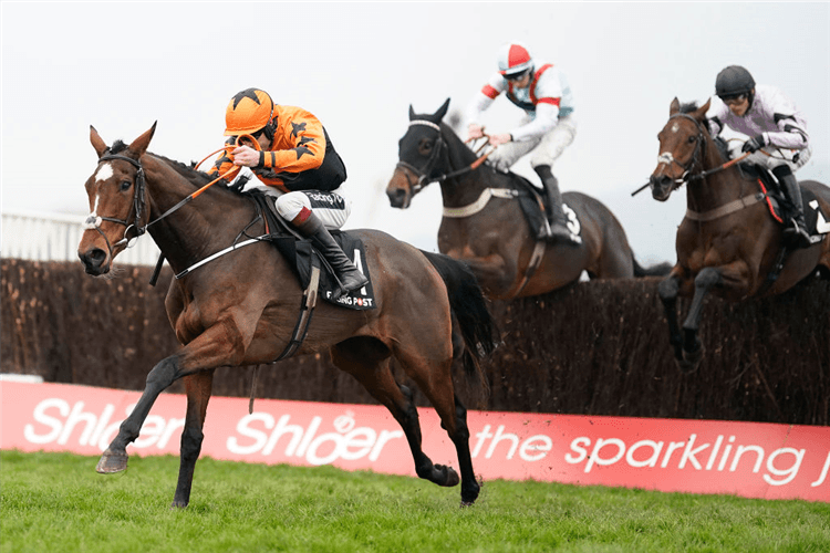 PUT THE KETTLE ON winning the Racing Post Responsiblegambling Arkle Trophy Trial Novices' Chase in Cheltenham, England.