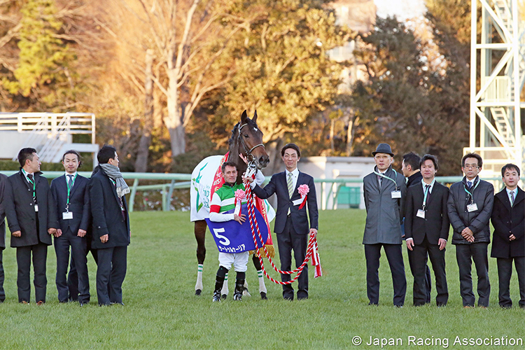 SATURNALIA after winning the Hopeful Stakes in Nakayama, Japan.