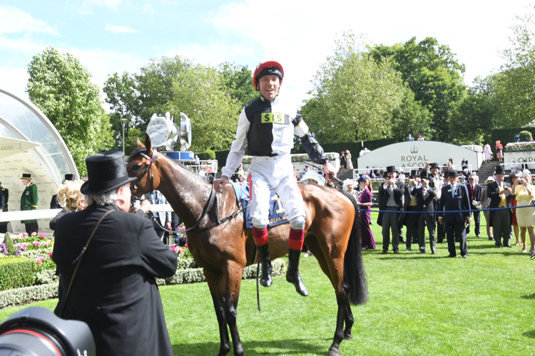 rankie Dettori dismounts Star Catcher after winning the Ribblesdale Stakes