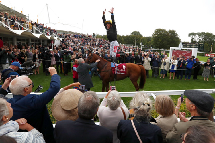 Stradivarius winning the Qatar Goodwood Cup Stakes (Group 1) (British Champions Series)