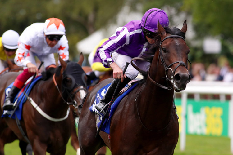 Ten Sovereigns winning the Darley July Cup Stakes (Group 1)
