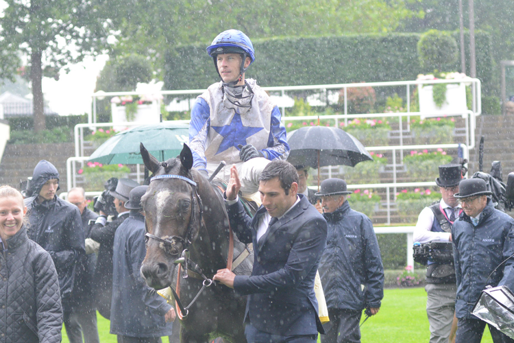 The Grand Visir and Richard KIngscote return to scale after winning the Ascot Stakes