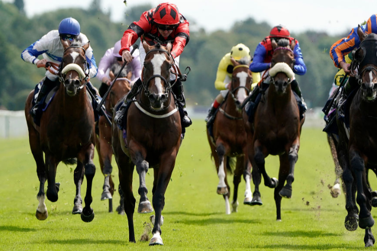 VALDERMORO winning the Tattersalls Acomb Stakes in York, England.