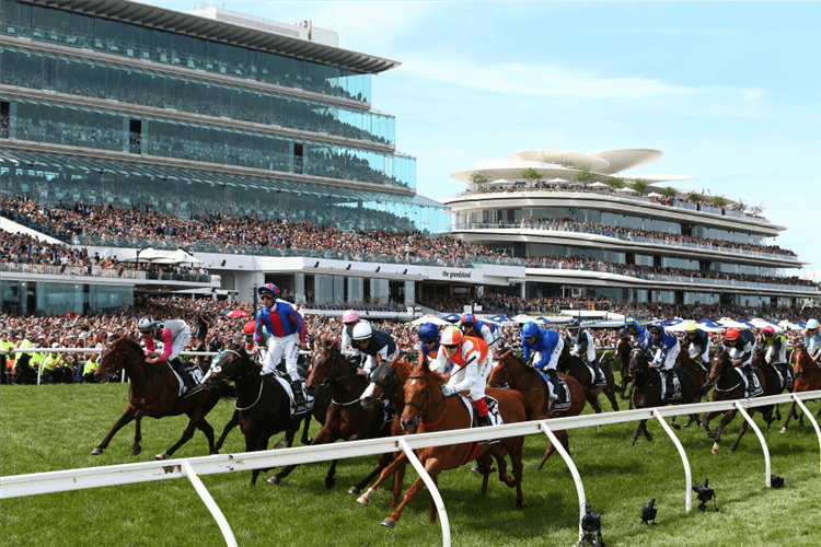 VOW AND DECLARE winning the Lexus Melbourne Cup at Flemington in Melbourne, Australia.