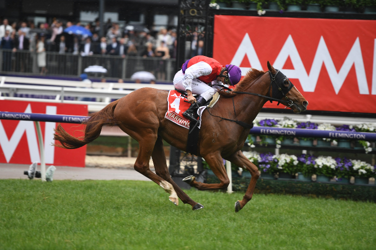 WARNING winning the Aami Victoria Derby.