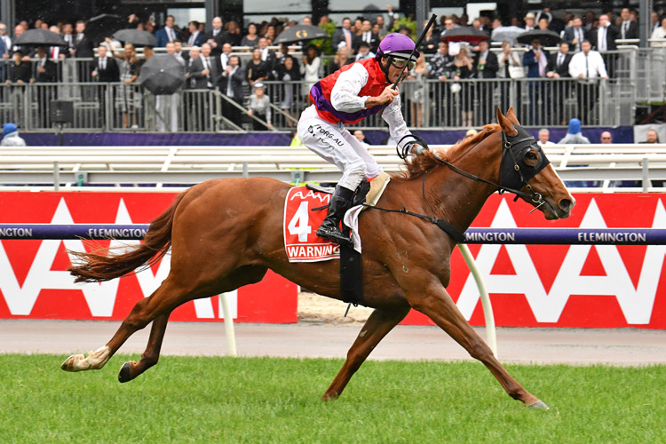 Warning winning the Aami Victoria Derby