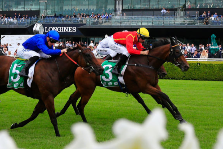 WINTER BRIDE winning the Wenona Girl Quality during Sydney Racing at Royal Randwick in Sydney, Australia.