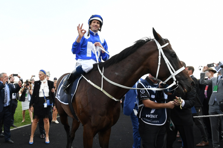 WINX winning the Longines Queen Elizabeth Stakes. WINX winning the Longines Queen Elizabeth Stakes.