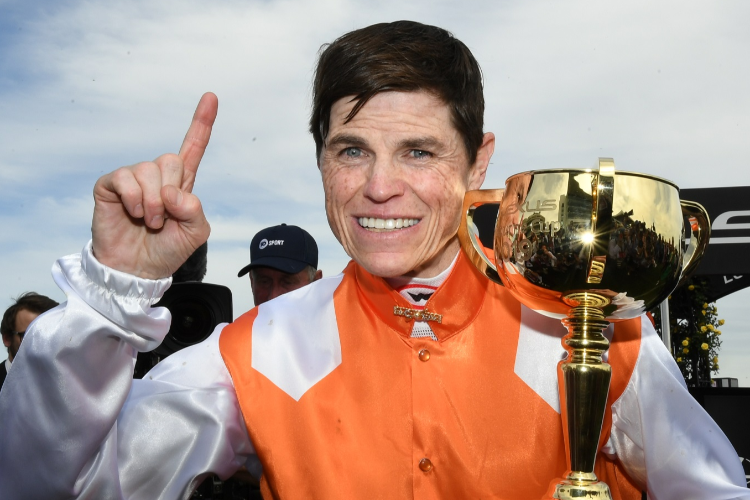 Jockey Craig Williams winning after the Lexus Melbourne Cup.